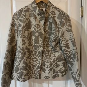 COLDWATER CREEK Womens Blazer 12 Gold Embroidery Metallic Floral classic